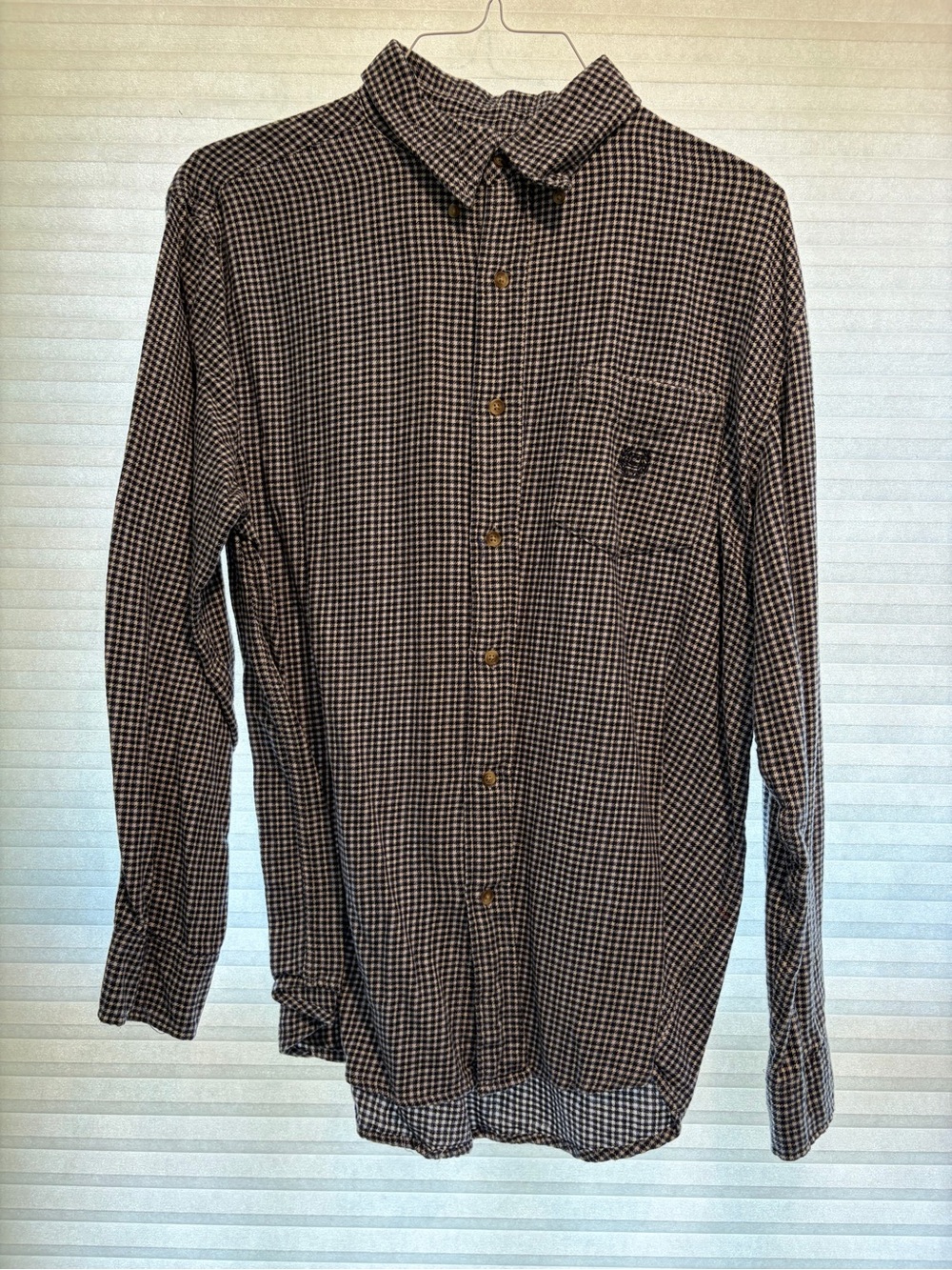 Chaps blue and white Check Long-Sleeve Button-Down Shirt